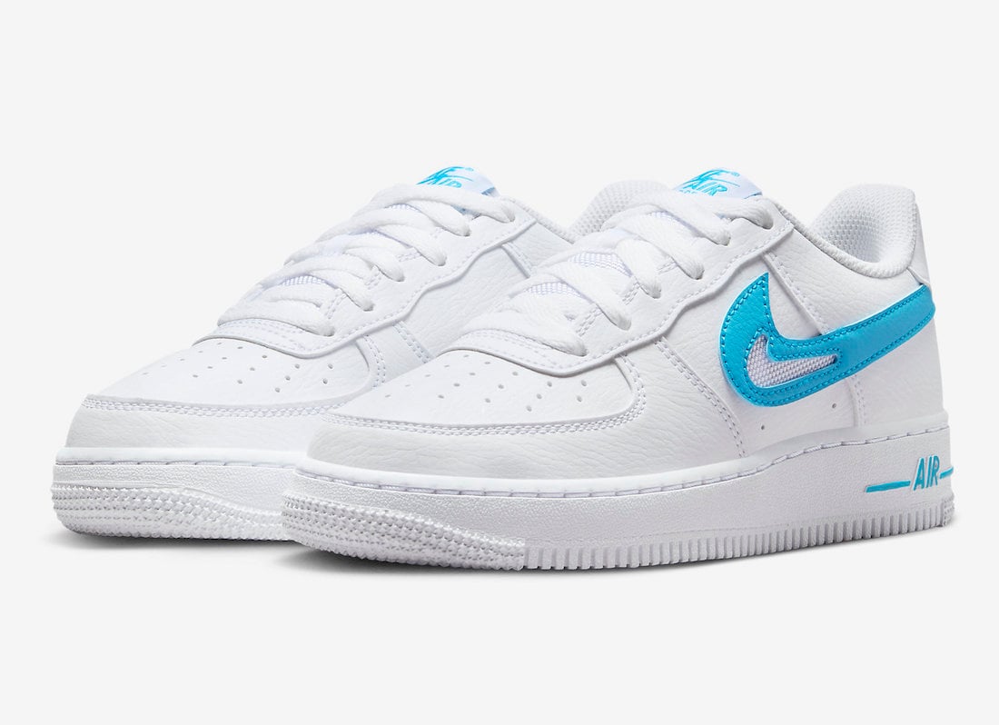 This Nike Air Force 1 Low Features Cut-Out Aqua Swooshes